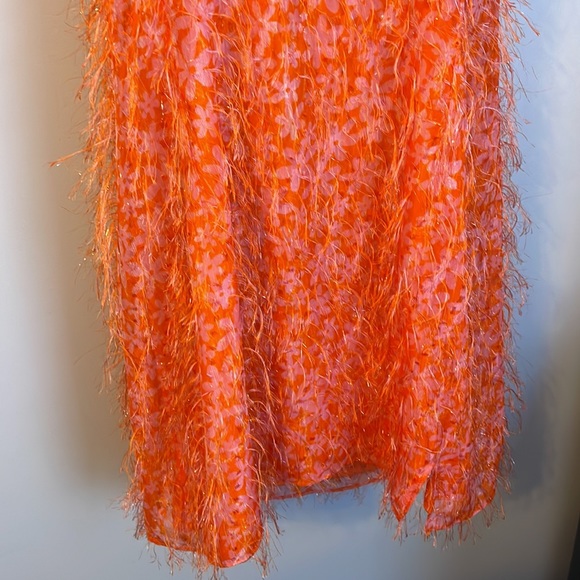 Wild Fable Eyelash Floral Halter Tie Mini Dress Orange Pink size XXL - Picture 4 of 16